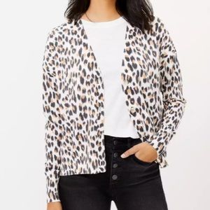 LOFT animal print cardigan Size Medium petite